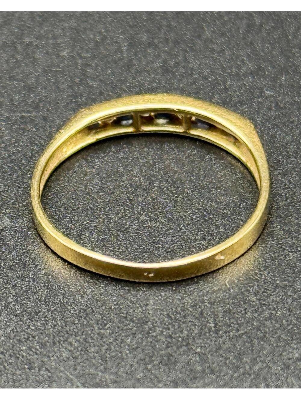 14K Yellow Gold Sapphire & Diamond Channel Set Band Ring Size 6.5 - Picture 3 of 8